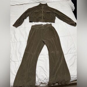 Aerie Corduroy Flare Pants Set - Khaki